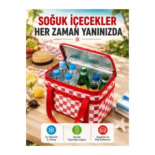 Alüminyum Folyo İç Yüzeyli Termos Çanta Kamp Plaj Market ve Piknik Çantası
