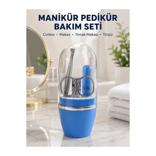 Kompakt Manikür Bakım Seti Mavi Taşınabilir Kişisel Bakım Çantası