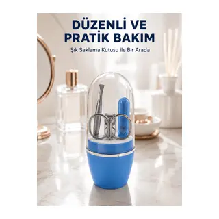 Mavi Tırnak Bakım Seti Çok Amaçlı Manikür Pedikür Kiti