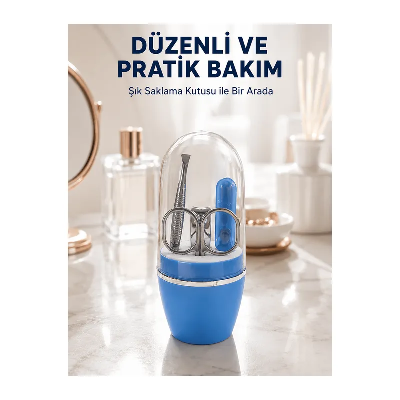 Mavi Tırnak Bakım Seti Çok Amaçlı Manikür Pedikür Kiti