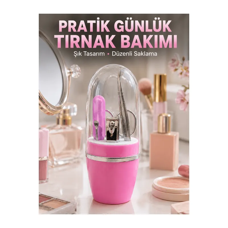 Taşınabilir Manikür Seti Pembe Tırnak Bakım ve Kişisel Bakım Kiti