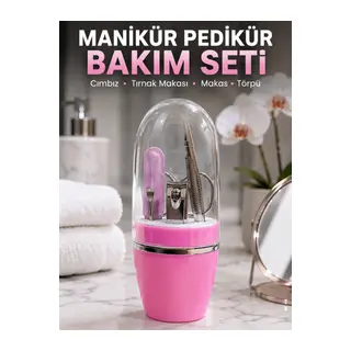 Pembe Tırnak Bakım Seti Cımbız Makas Tırnak Makası ve Törpü İçeren Kit