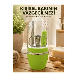 Taşınabilir Yeşil Manikür Seti Kapsüllü Kişisel Bakım Çantası