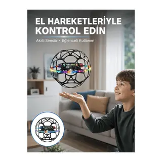 LED Işıklı Futbol Topu Mini Drone Akıllı Sensörlü El Kontrollü