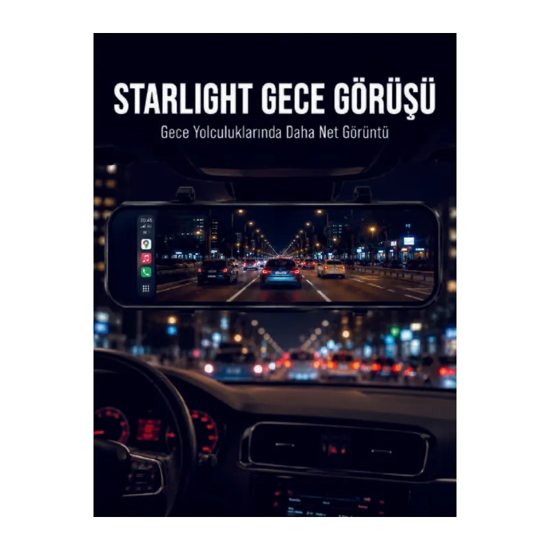 Araç İçi Multimedya Ekranı Çift Kameralı Ayna Carplay