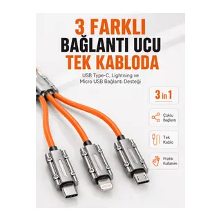Çinko Alaşımlı Metal Konnektörlü Dayanıklı 6A Hızlı Şarj Kablosu