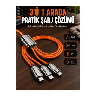 Yüksek Güç Aktarımı Sunan 6A Destekli Çoklu Bağlantı Şarj ve Veri Kablosu