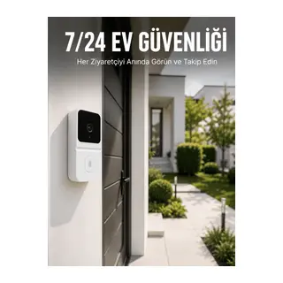 Kablosuz Beyaz Akıllı Kapı Zili Wi-Fi Bağlantılı HD Kameralı Ev Güvenlik Sistemi