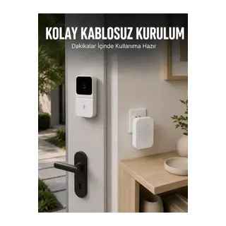 HD Kameralı Beyaz Görüntülü Kapı Zili Çift Yönlü Sesli Wi-Fi Akıllı Kapı Zili