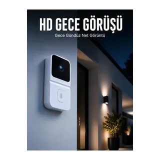 Beyaz Akıllı Güvenlik Kapı Zili | Telefon Kontrollü Wi-Fi Görüntülü Kapı Zili