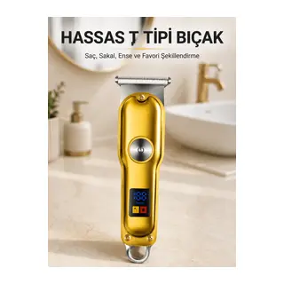 Şarjlı Saç Sakal Kesme Makinesi 1 2 3 mm Taraklı T Tipi Bıçaklı Kablolu ve Kablosuz Kullanım