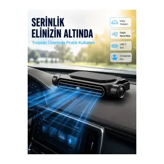 Araç Koltuk Başlığı Soğutucu Fan USB Şarjlı 3 Kademeli Sessiz Boyun Serinletici