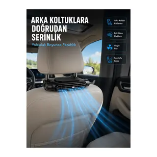 Koltuk Başlığına Takılan Araç Soğutucu Fan Ayarlanabilir 3 Hız Kademeli