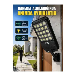 Solar LED Bahçe Lambası Hareket Sensörlü Uzaktan Kumandalı Dış Mekan Aydınlatma