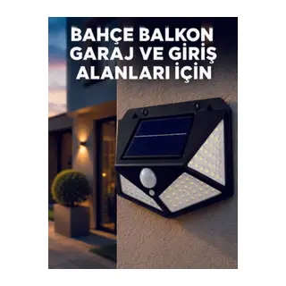 Solar LED Bahçe Aydınlatma Lambası 3 Işık Modlu Sensörlü Duvar Tipi Dış Mekan