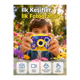 Mini Çocuk Dijital Fotoğraf Makinesi Type-C Şarjlı HD Video Kamera 2.0 İnç TFT Renkli Ekran