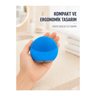 Mavi Silikon Yüz Temizleme Cihazı Su Geçirmez Titreşimli Yüz Bakım Fırçası
