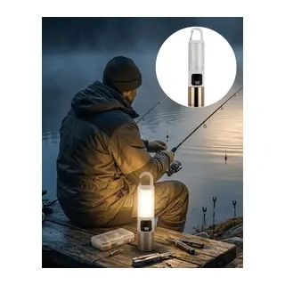 Çok Amaçlı Kamp Feneri USB Şarjlı Çift Işık Kaynaklı Güç Ekranlı LED Aydınlatma