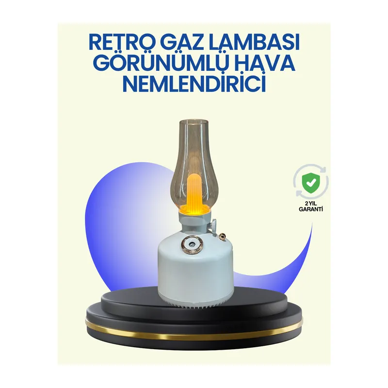 280 ml Tanklı Retro Gaz Lambası Difüzör USB Şarjlı Hava Nemlendirici