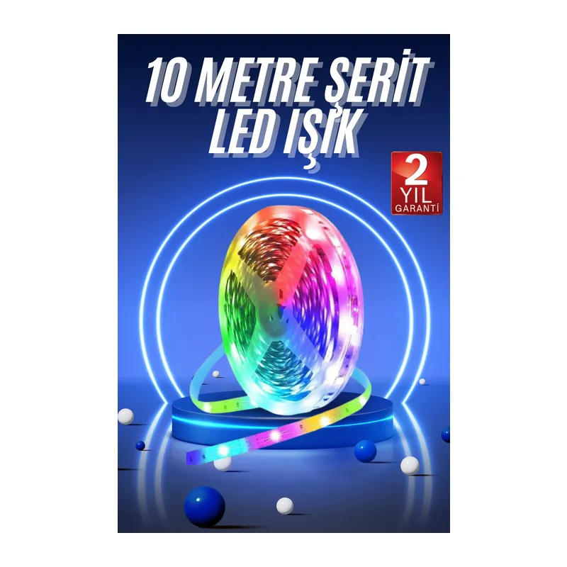 RGB Neon Şerit Led Lamba 10 Metre İç Mekan Tasarımına Uygun