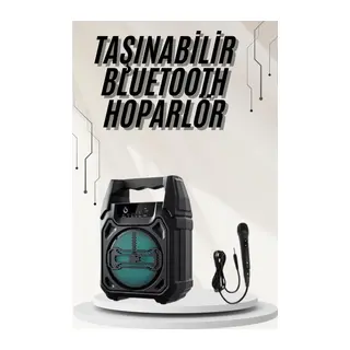 Bluetooth Hoparlör Led Işıklı Taşınabilir Kablosuz Speaker Uzun Pil Ömrü