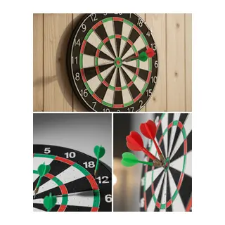 Kaliteli Ahşap Dart Tahtası 12 İnç 4 Adet Metal İğne Uçlu Ok