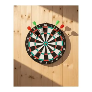 15 İnç Dart Tahtası 4 Metal Uçlu Dart Oku Dayanıklı Ahşap Gövde