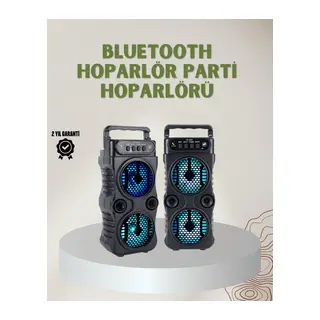 1200 mAh Şarjlı LED Işıklı Bluetooth Hoparlör – FM Radyolu, Hafıza Kart Destekli