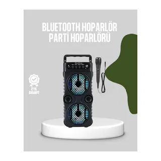 Bluetooth Bağlantılı LED Işıklı Taşınabilir Hoparlör – 1200 mAh Şarjlı, FM Radyolu