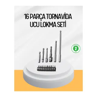 Ergonomik 16 Parça Bits Tornavida Uç ve Adaptör Seti