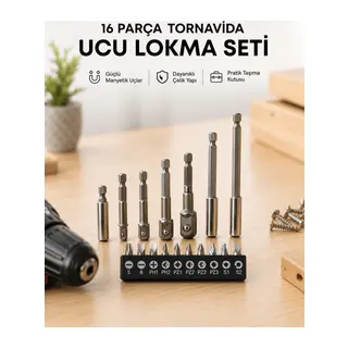 Metal Gövdeli 16lı Bits Seti Çok Amaçlı Tornavida Uçları