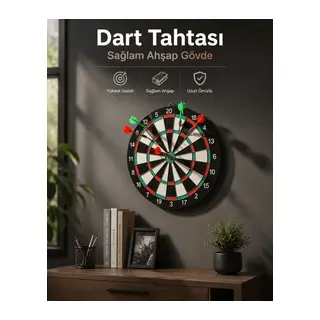 Duvara Monte Sağlam Ahşap Gövdeli Dart Tahtası Ev ve Oyun Alanları İçin 17 İnç