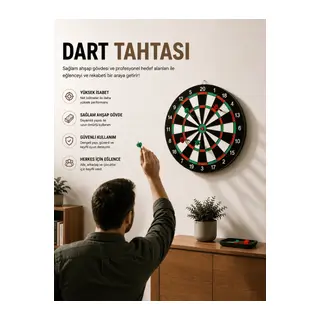 17 İnç Dart Tahtası Sağlam Ahşap Gövde ve Uzun Ömürlü Kullanım