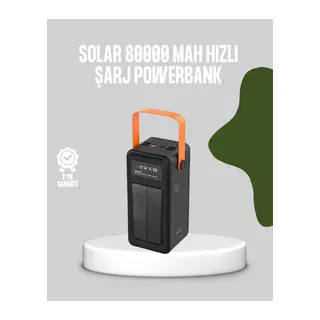 80000 mAh Solar Powerbank Göstergeli Fenerli Hızlı Şarj Taşınabilir Şarj Cihazı