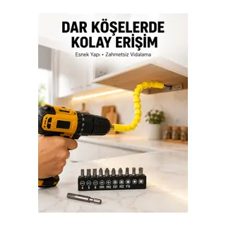 12’li Akrobat Bits Vidalama Seti Esnek Uç Çok Yönlü Kullanım Yeni Nesil