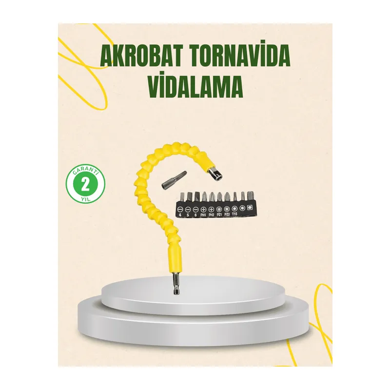 12 Parça Akrobat Vidalama Uç Seti Esnek Dar Alan Kullanım