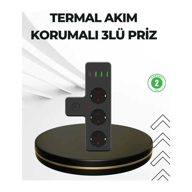Masa Üstü Çoklu Priz USB ve Type-C Çıkışlı Güç Dağıtıcı