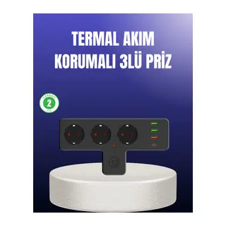 USB ve Type-C Portlu Anahtarlı Çoklu Priz Güç Ünitesi