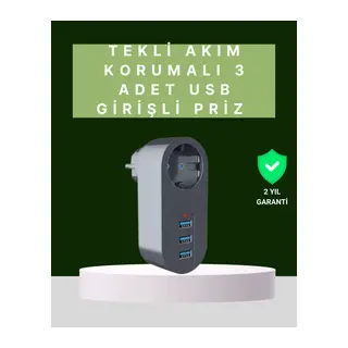 Termal Akım Korumalı 3 USB'li Güvenli Priz – Akıllı Akım Dengeleme