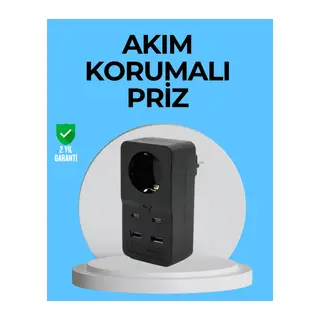 Termal Korumalı Priz Otomatik Çocuk Kilidi 4 USB Type C