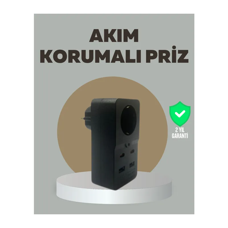 Akıllı Akım Dengelemeli Priz 2500W 4 USB Type C Çıkışlı