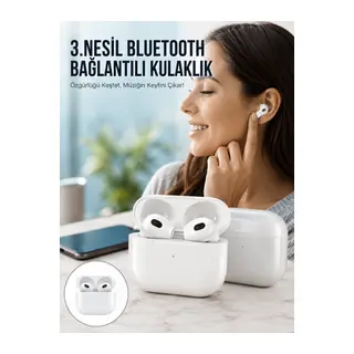 3.Nesil İOS Android Uyumlu Bluetooth 5.0 Beyaz Çağrı Cevaplama Yeni Nesil