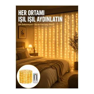 Dekoratif Perde Peri Led Günışığı Renk 8 Fonksiyonlu Işık Yeni Nesil