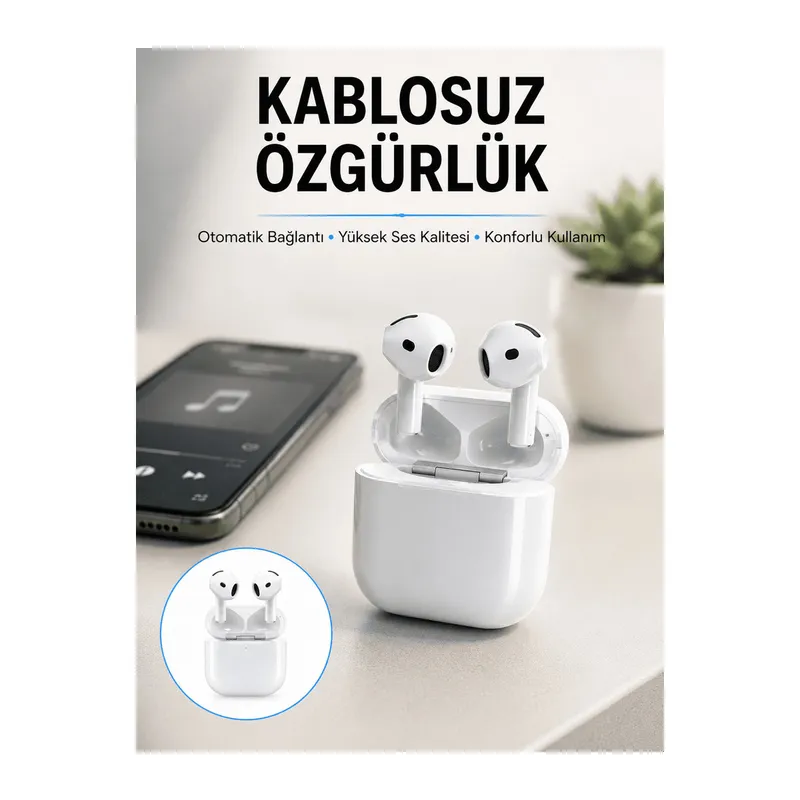 4.Nesil Bluetooth Kulaklık Yüksek Ses Kaliteli Dokunmatik Kontrol Özellikli Yeni Nesil