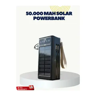 LED Aydınlatmalı Güneş Panelli Powerbank Seyahat ve Kamp İçin