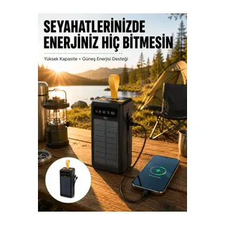 Taşınabilir Güneş Panelli Powerbank Çoklu Cihaz Şarj Destekli Yeni Nesil