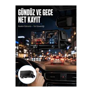 Çift Lens Araç Güvenlik Kamerası G Sensörlü Full HD Yeni Nesil