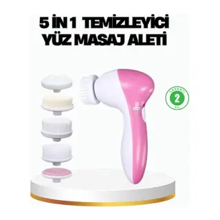 5’i 1 Arada Yüz Temizleme Cihazı – Masaj, Fırça, Peeling ve Krem Uygulama Aparatlı