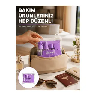 Seyahat Bakım Seti 5 Parça Sızdırmaz Şeffaf Kapaklı 30ml Yeni Nesil