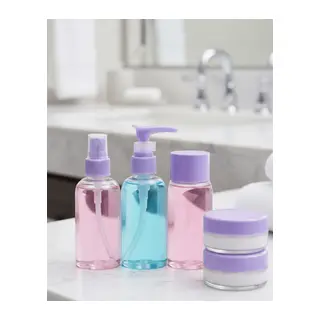 Taşınabilir 5’li Seyahat Banyo Seti Şeffaf Kozmetik Kapları